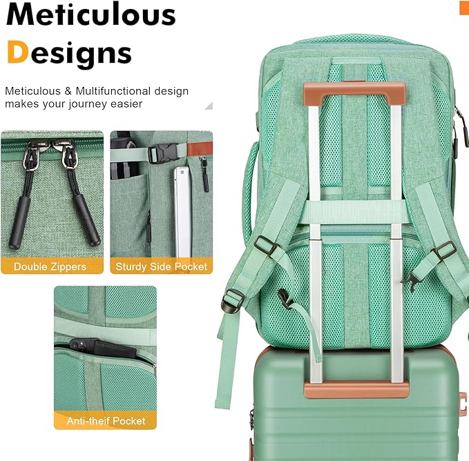 Luggage Sets 3 Piece with Spinner Wheels, Lightweight PC Hardside Suitcase with TSA Lock & YKK Zippers, 20 Inch Carry On Luggage with Travel Bag for Men and Women, Green