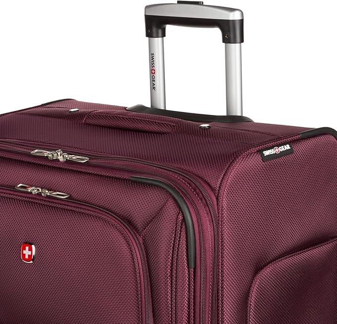 SWISSGEAR Sion Softside Expandable Spinner Luggage Durable Lightweight Travel Suitcase, Merlot, Checked-Large 29-Inch