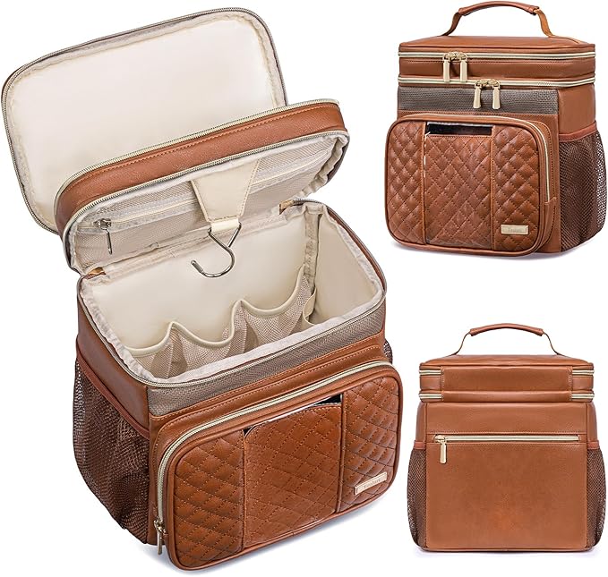 Large Leather Toiletry Bag for Women Men,Bathroom Bag,Water Resistant Shower Bag,Makeup Bag,Portable Shower Caddy for College Dorm,Hanging Travel Toiletry Bag with Transparent Waterproof Phone Pocket