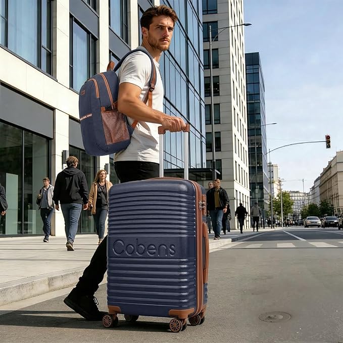 Carry on Luggage 22x14x9 Airline Approved, Suitcases with Wheels Hardshell, Lightweight Hardside Luggage Set with TSA Lock, 20Inch Blue Carry on Suitcase