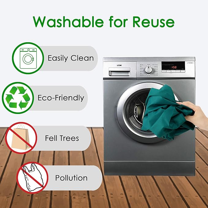 BeeGreen Marrs Reusable Grocery Bags Wholesale Marrs Green Reusable Kitchen Bags Bulk Foldable-Machine Washable with Zipper Storage Pouch 20 Packs