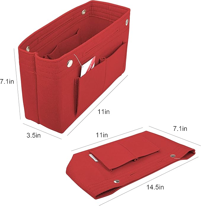 Vercord Felt Purse Tote Organizer Insert Divider Inside Handbag for Women Medium Burgundy