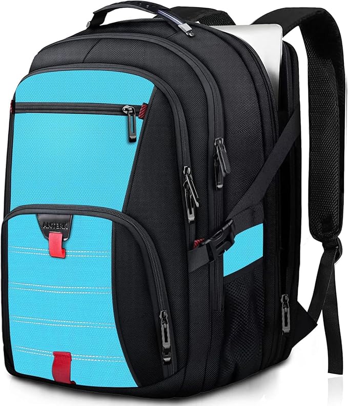 Extra Large Backpack, Travel Backpack, Sturdy TSA Water Resistant 17.3 Inch Carry on Backpacks, Anti Theft Business Computer Backpacks Gifts for Men Women, Lake Blue