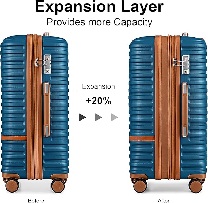 Joyway Luggage Set 3 Piece Suitcase Sets with Spinner Wheel,Hardside Expandable Travel Laggage with TSA Lock (20/24/28 Navy Blue