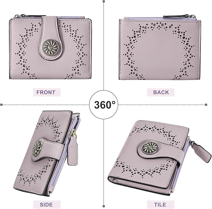 Tipmile Small Wallet for Women Bifold RFID Blocking Card Holder Leather Wallets with Zipper Coin Pocket