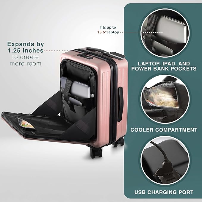 Luggage Sets 3 Piece, 20 Inch Carry on Luggage and 24 Inch Suitcases with Wheels Spinner, Durable Hard Shell Suitcase Set, Expandable Travel Suitcase, Pink