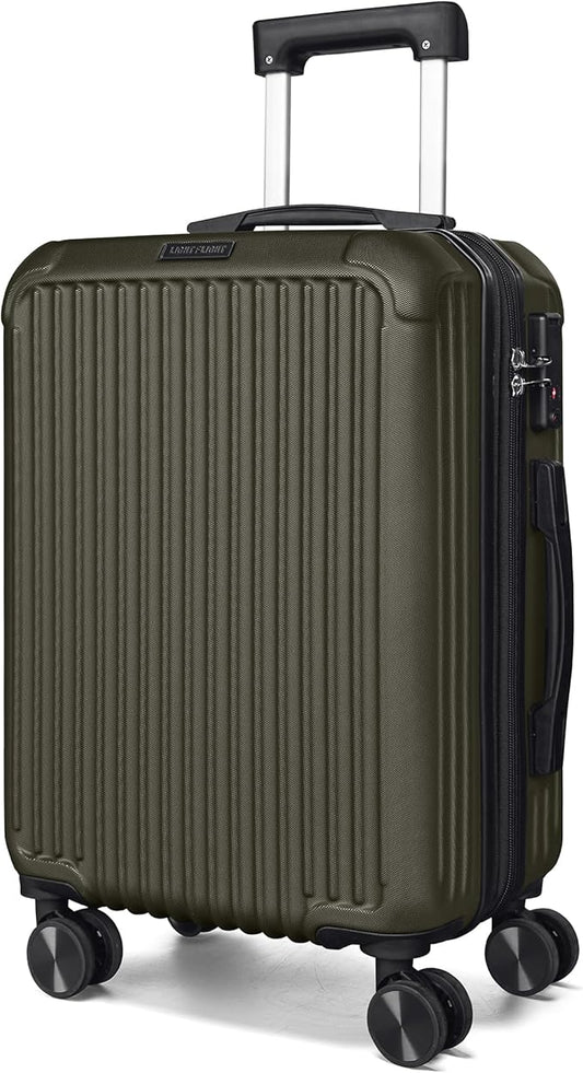 LIGHT FLIGHT Carry On Luggage 22x14x9 Airline Approved, Durable Hard Shell Carry On Suitcases with Wheels, Expandable Hardside Lightweight Travel Luggage with TSA Lock, Dark Green