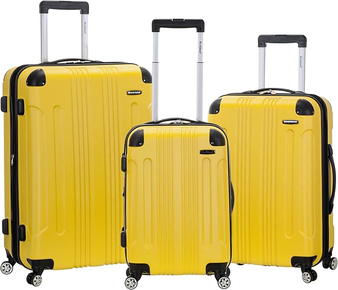 Rockland London Hardside Spinner Wheel Luggage, Yellow, 3-Piece Set (20/24/28)