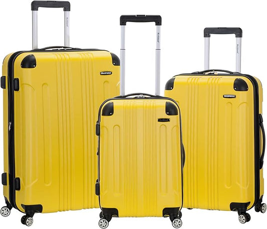 Rockland London Hardside Spinner Wheel Luggage, Yellow, 3-Piece Set (20/24/28)