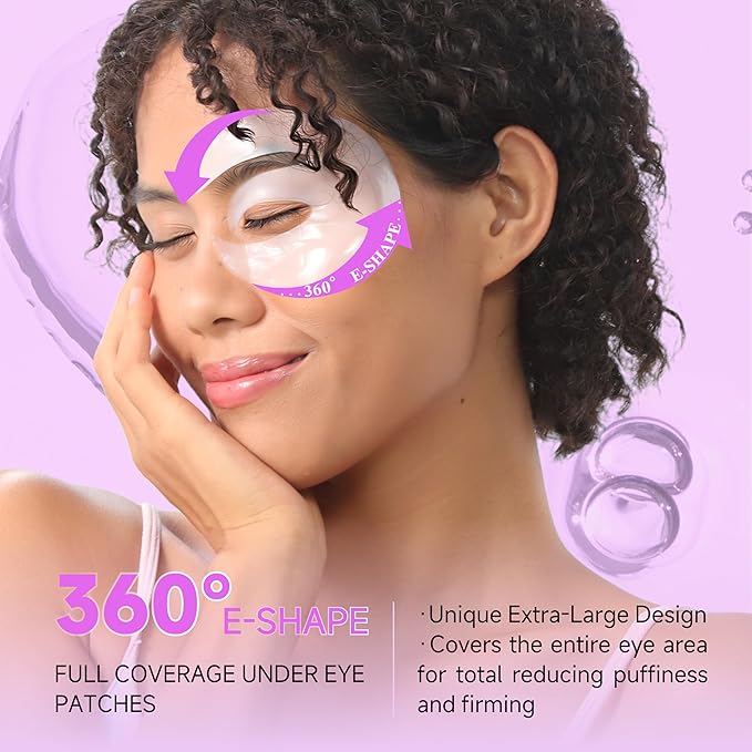 Under Eye Patches with Collagen, Eye Patches for Puffy Eyes and Dark Circles, 360° Under Eye Mask for Puffiness, Wrinkles, Fine Lines, Gifts for Women - Skin Care, 60 Pairs (White)