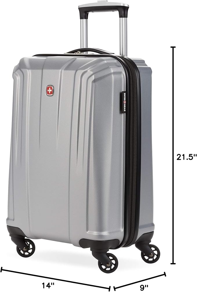 SwissGear 3750 Hardside Luggage with Spinner Wheels, Silver, Carry-On 18.5-Inch