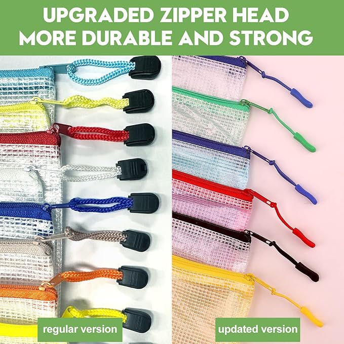 24pcs Mesh Zipper Pouch Bags A4 Zipper Bags for Classroom Organization, Waterproof Document Zipper Pouches for Cosmetics, Travel Storage File Bags for Office Supplie