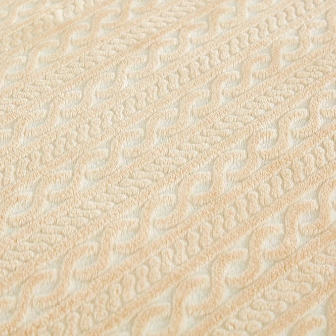 Extra Large Soft Cozy 120x120 Inches Seamless Oversized King Fleece Blanket - Huge 3D Jacquard Decorative 10'x10' California King Blanket for Bed, Sofa, Couch, Travel, Khaki Chain