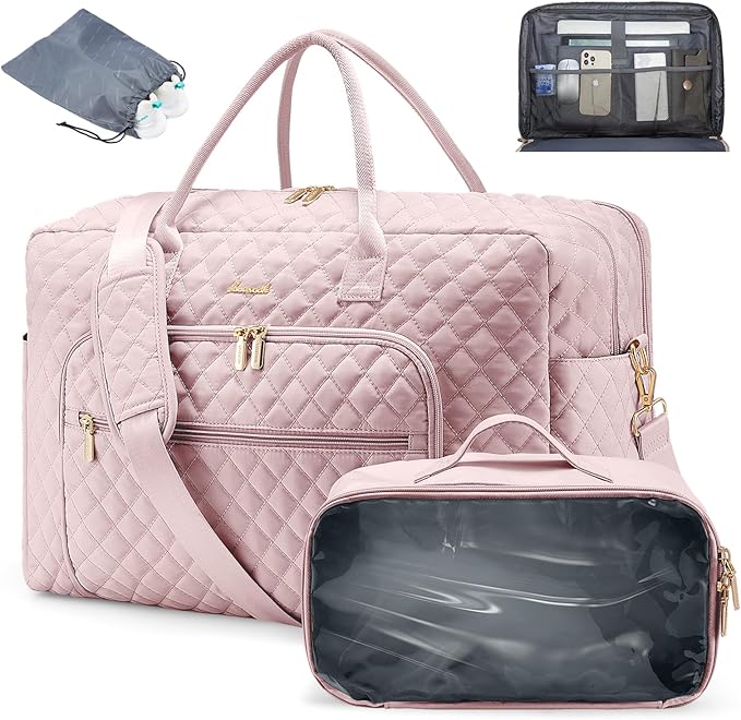LOVEVOOK Travel Duffle Bag - Women's Weekender Carry On Overnight Laptop & Gym Bag With Toiletry/Shoe Pocket, Hospital Labor Bag