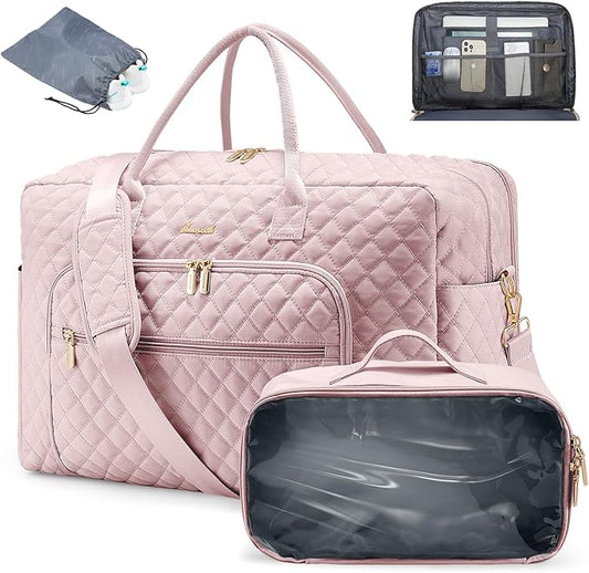 LOVEVOOK Travel Duffle Bag - Women's Weekender Carry On Overnight Laptop & Gym Bag With Toiletry/Shoe Pocket, Hospital Labor Bag