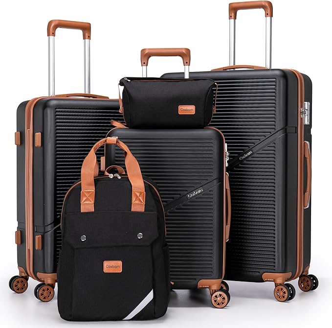 Luggage Sets 5 Piece Suitcases with Wheels, Suitcase Set ABS Hard Case Luggage with TSA Lock Spinner Wheels Durable Travel Luggage (5-Piece Set(20"/24"/28"))