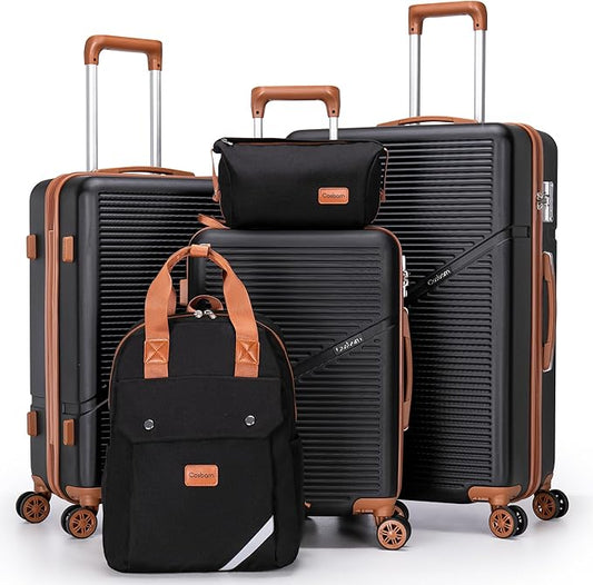 Luggage Sets 5 Piece Suitcases with Wheels, Suitcase Set ABS Hard Case Luggage with TSA Lock Spinner Wheels Durable Travel Luggage (5-Piece Set(20"/24"/28"))