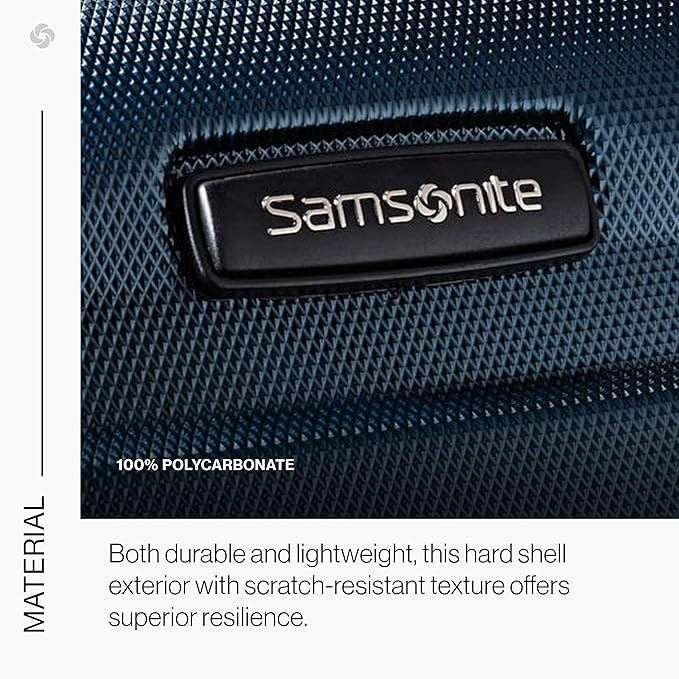 Samsonite Omni PC Hardside Expandable Luggage with Spinner Wheels, Teal, Checked-Large 28-Inch