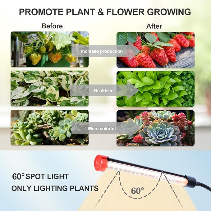 FECiDA 2026 5Head Table Top Grow Lights for Seed Starting, Indoor Plants, Bonsai, 45 Watt Power Draw, NO Need Adapter, 4/8/12/16/20H Timer, 16"-24" Height Adjustable, Big Coverage
