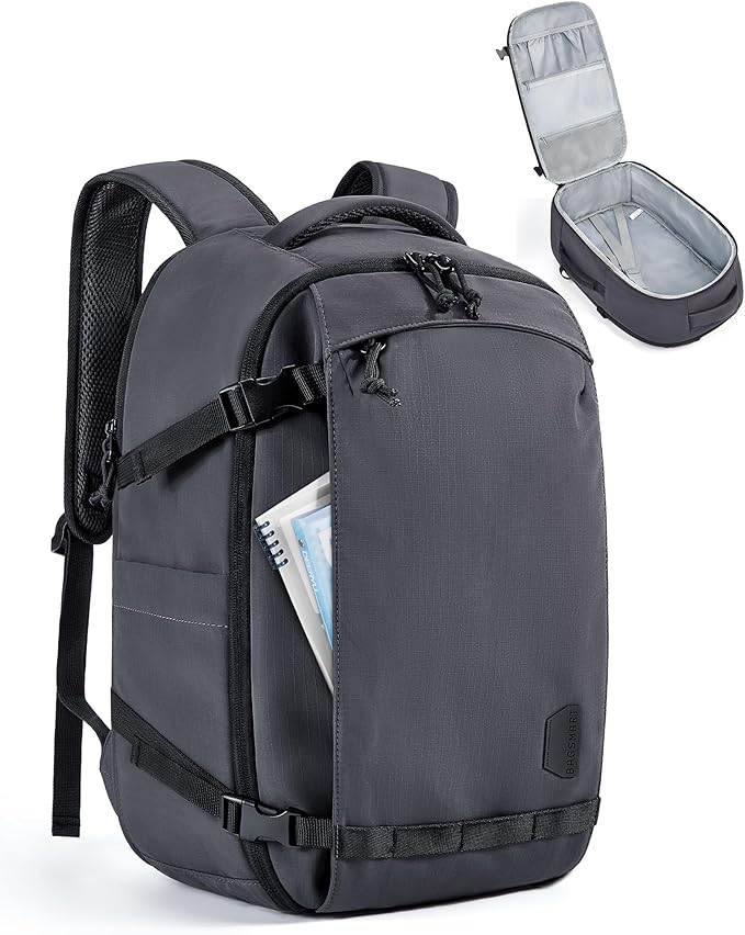BAGSMART Travel Backpack Women, 17.3 Inch Carry On Backpack Flight Approved, TSA Approved Personal Item Travel Bag, Water Resistant Weekender Bag Luggage Daypack, Charcoal