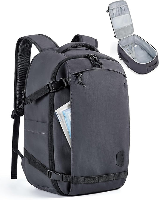 BAGSMART Travel Backpack Women, 17.3 Inch Carry On Backpack Flight Approved, TSA Approved Personal Item Travel Bag, Water Resistant Weekender Bag Luggage Daypack, Charcoal