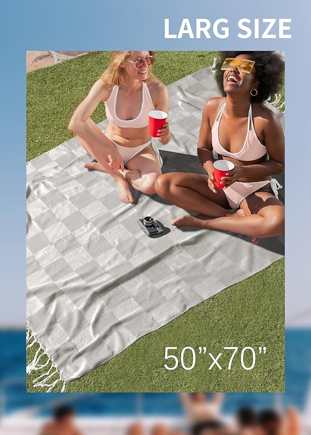 Antfuny Giant Beach Towel Blanket Autumn Outing Stuff for Women & Men Road Trip Camping Gear Ship Cruise Gear Must Haves Large L Gray Plain Pattern Airplane Accessories Travel Gadgets Yard Mat