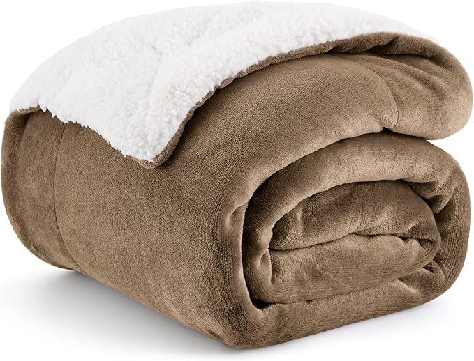 Bedsure GentleSoft Sherpa Fleece Throw Blanket for Couch, Non-Heated, Thick and Warm Throw for Women and Men, Soft Fuzzy Plush Weight Kids Blanket for Winter, Camel, 50x60 Inches