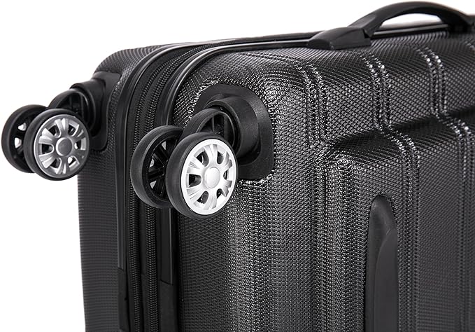 Rockland Melbourne Hardside Expandable Spinner Wheel Luggage Set, Black, Carry-On 20-Inch and Tote 14-Inch