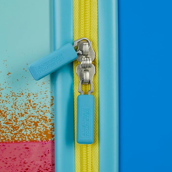 American Tourister Disney Stitch Carry-On Luggage - Airline Approved, Durable Hardshell - Roll Confidentially with Spinner Wheels & Colorful Adjustable Handle
