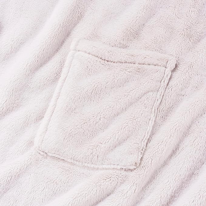 Berkshire Blanket Primalush™ Wearable Blanket, Cozy Loungewear Pocketed Plush Cape Wrap for Adults & Teens(Moonbeam, One Size 58"X64")
