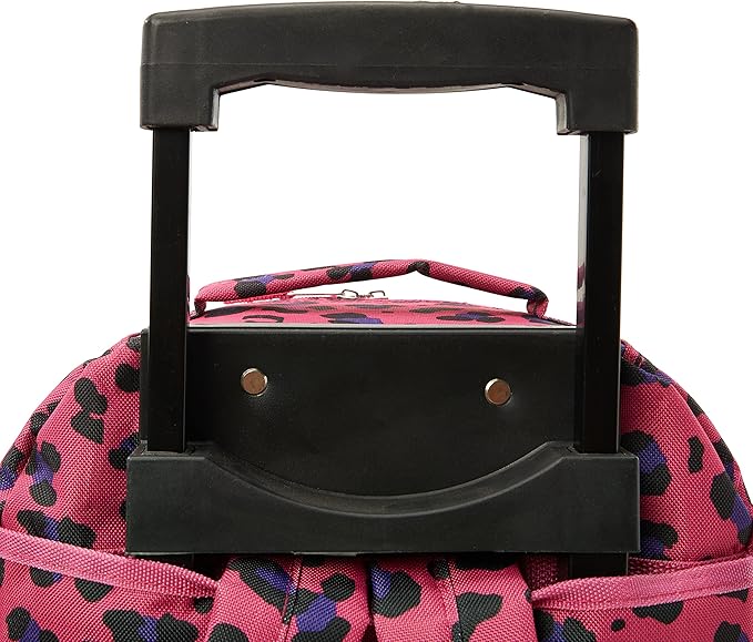 Rockland Double Handle Rolling Backpack, Magenta Leopard, 17"