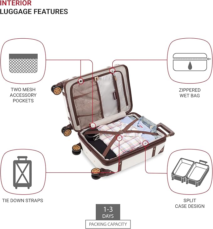 SwissGear 7739 Hardside Luggage Trunk with Spinner Wheels, White, Carry-On 19-Inch