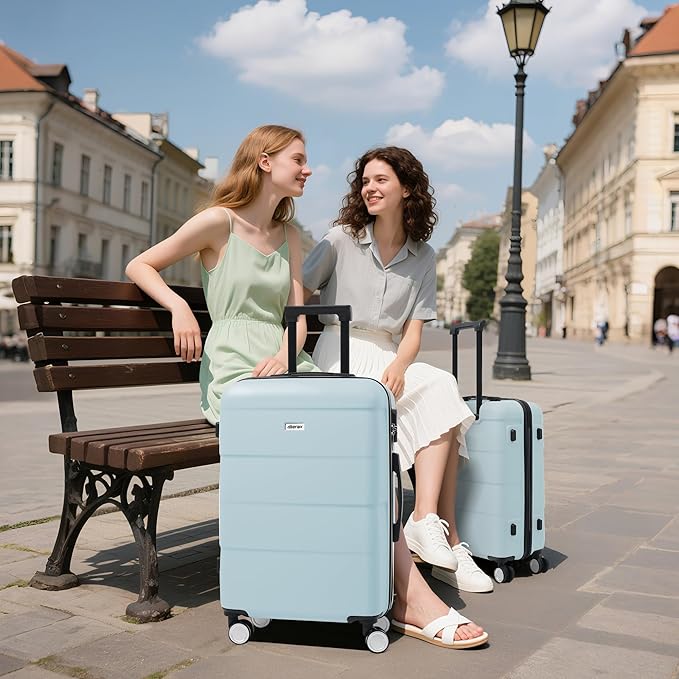 Merax Luggage Sets,6 Piece Carry on Suitcase with Travel Bags,Hardcase Suitcase Set with Double Spinner Wheels,16/20/24/28 IN Luggage Airline Approved,Light Blue
