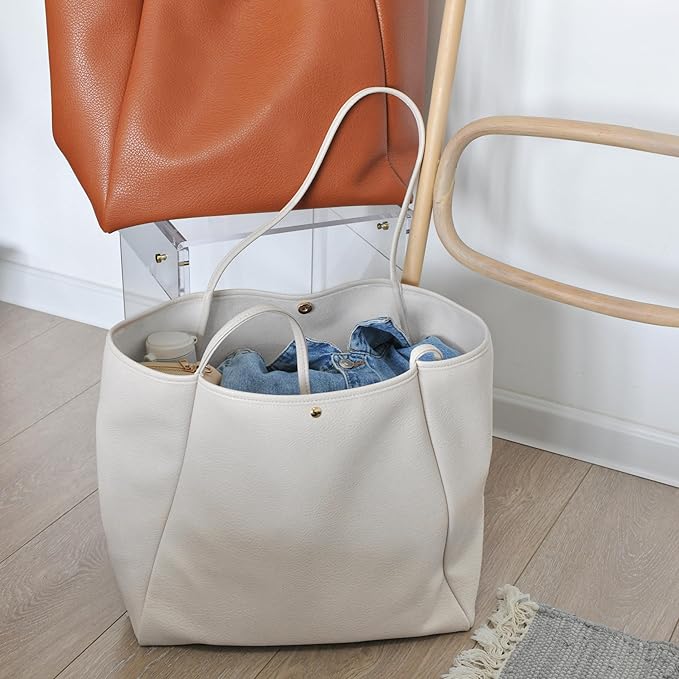 Oversize Pu Leather Tote Women Weekender Bag Shopper Handbag Travel Purse