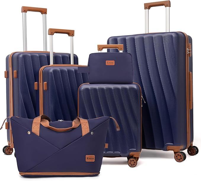 Luggage Sets 6 Piece Suitcases with Wheels,ABS Hard Case Suitcases with Spinner Wheels,Durable Travel Luggage(Purple, 6 Piece Set(16"/20"/24"/28))