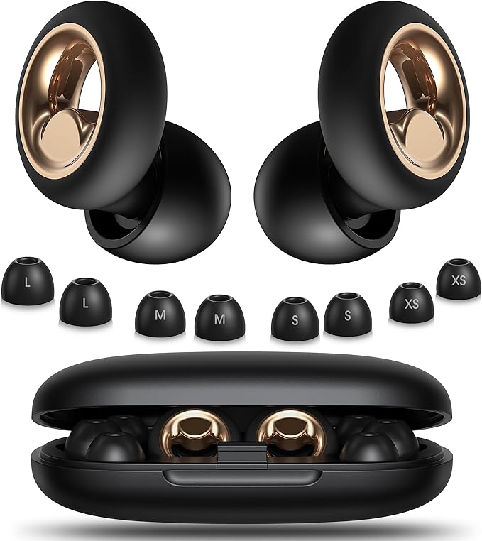 Ear Plugs for Sleeping Noise Cancelling,Soft EarPlugs for Concert,Reusable Ear Plugs for Noise Reduction with 8 EarTips,Silicone Hearing Protectio for Work and Travel(Black)