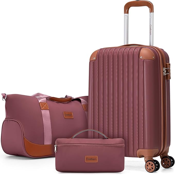 Carry On Luggage Sets 3 Piece, 20 Inch Luggage 22x14x9 Airline Approved with Wheels and TSA Lock, ABS Lightweight Hardshell Travel Suitcase Set with Duffel Bag Travel Bag for Men Women