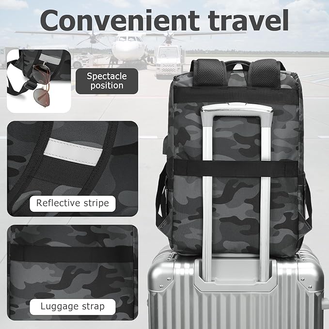 YALUNDISI Vintage Backpack Travel Laptop Backpack with usb Charging Port for Women & Men College Backpack Fits 15.6 Inch Laptop Camouflage Gray
