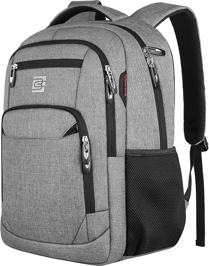 Volher 17 Inch Laptop Backpack, Business Anti Theft Slim Durable Laptops Backpack, Water Resistant College Computer Bag Gifts for Men & Women Fits 15.6 Inch Notebook-Grey