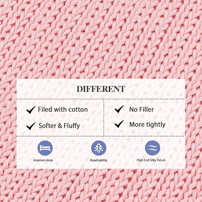 L'AGRATY Knitted Weighted Blanket - 50"x60" 7lbs Cooling Chunky Knit Heavy Blanket for Adults Braided Crochet Throw Thick Cable Yarn Knit Decorative No Beads Evenly Weighted Machine Washable