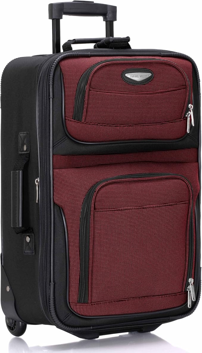 Travel Select Amsterdam Softside Expandable Luggage with Rolling Wheels, Red, 21-Inch Carry-on