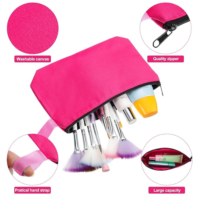 Saintrygo 30 Pcs Canvas Makeup Bags Bulk for Women Cosmetic Bags Small Travel Canvas Zipper Pouch Blank DIY Multipurpose Toiletry Hygiene Pouch for Women Purse Pencil Case(Classic,9.8 x 5 x 2 Inch)