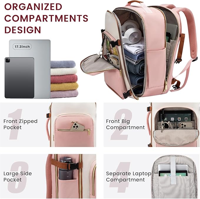 LOVEVOOK 50L Large Travel Backpack for Women Men Fits 17 Inch Laptop, Carry on Backpack for Traveling on Airplane, Personal Item Bag Airline Approved, Business Causal Weekender Backpacks