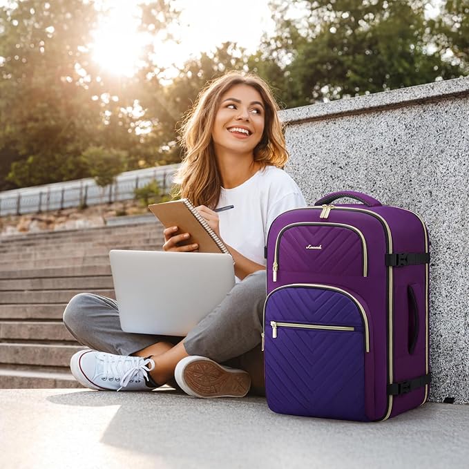 LOVEVOOK Travel Backpack Carry on Flight Approved 40L,Waterproof TSA Travel Essentials Personal Item Backpack for Women Men,Large Carry on Luggage Suitcase Travel Bag for Airplane with 3 Packing Cubes