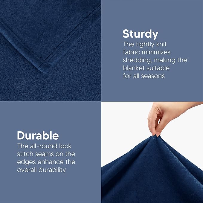 Utopia Bedding Fleece Blanket Throw Size Navy 300GSM Luxury Anti-Static Fuzzy Soft Microfiber Blanket for Couch, Sofa and Bed (50x60 Inch)