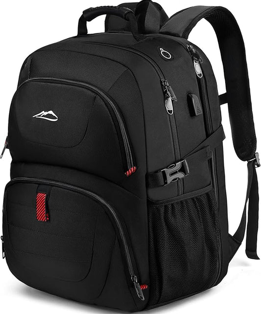 ProEtrade Travel Backpack, Extra Large Laptop Backpack School Business Anti Theft TSA Approved College Work Computer Bag Fits 18.4 Inch Laptop with USB Charging Port Bookbag for Women Men(Black,L)