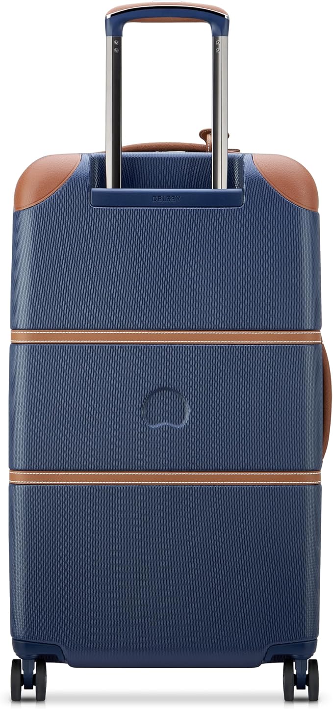 DELSEY PARIS Chatelet Air 2.0 Hardside Luggage Trunk with Spinner Wheels, Navy Blue, Checked-26 Inch