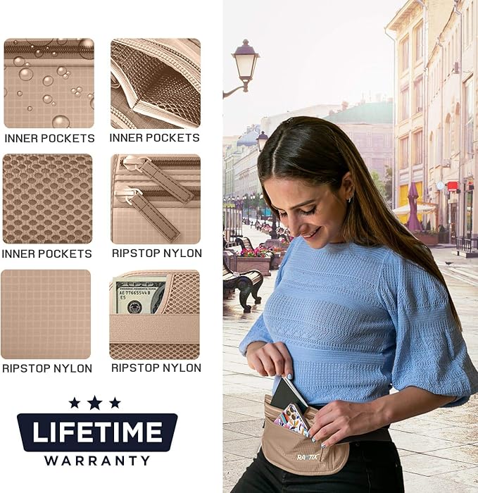 Money Belt For Travel Wallet Belt Passport Holder Travel Pouch to Protect You With RFID Transmissions –Secure, Hidden