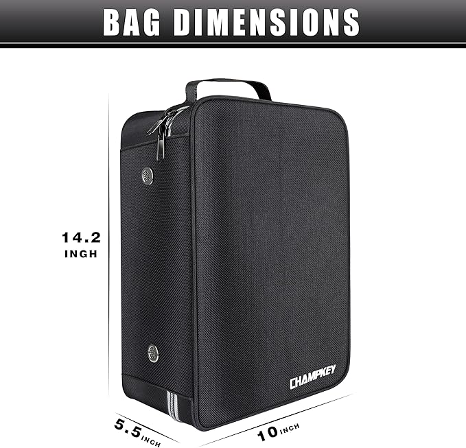 CHAMPKEY Premium Soft Padded Golf Shoe Bag | 300D Polyester Oxford Fabric with 210D Liner Sport Shoe Bag