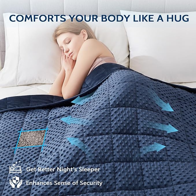 L'AGRATY Weighted Blanket for Adult - 48"x72" 20lbs Minky Dots Heavy Blanket with Glass Beads Soft Breathable for All-Season Summer Fall Winter Thick Comfort for Sleeping